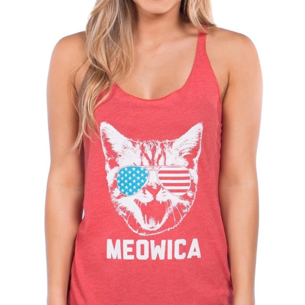 Tipsy Elves Red Meowica Cat Tank Top